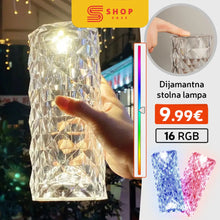 Naložite sliko v pregledovalnik galerije, Diamantna Namizna Svetilka - Polnjiva Z Daljincem In 16 Različnimi Barvami Kućanstvo
