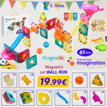 Naložite sliko v pregledovalnik galerije, 61-DELI KOMPLET MAGNETNIH PLOŠČIC-BALL RUN
