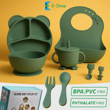 Naložite sliko v pregledovalnik galerije, OTROŠKI SILIKONSKI SET PRIBORA ZA JELO