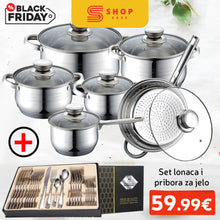 Naložite sliko v pregledovalnik galerije, Set Lonaca (12-Dijelni) + Pribora Za Jelo (24-Dijelni) Kuhinja