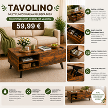 Naložite sliko v pregledovalnik galerije, VEČNAMENSKA LESENA MIZA ZA DNEVNO SOBO – TAVOLINO

