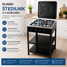 Naložite sliko v pregledovalnik galerije, PLINSKI ŠTEDILNIK S 4 GORILNIKI
