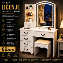 Naložite sliko v pregledovalnik galerije, TOALETNA MIZICA Z LED OGLEDALOM "ELISSE"
