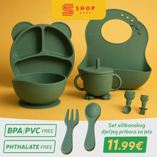 Naložite sliko v pregledovalnik galerije, OTROŠKI SILIKONSKI SET PRIBORA ZA JELO
