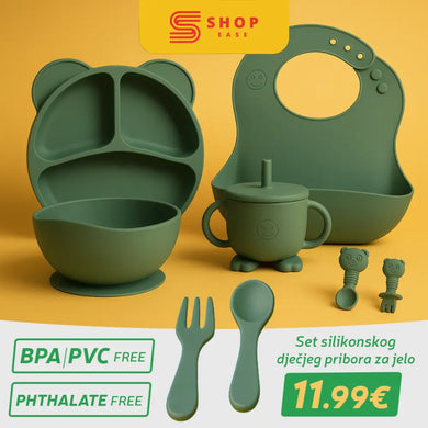 OTROŠKI SILIKONSKI SET PRIBORA ZA JELO